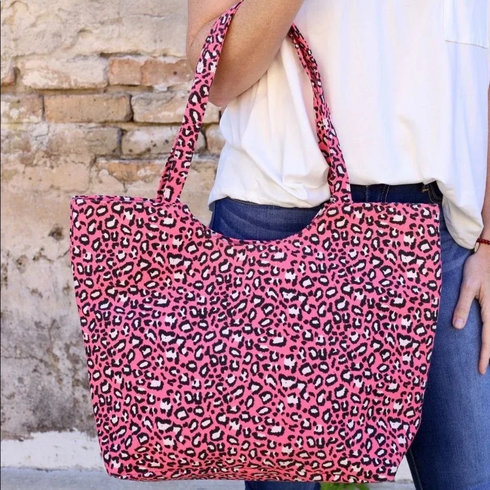 Pink leopard tote